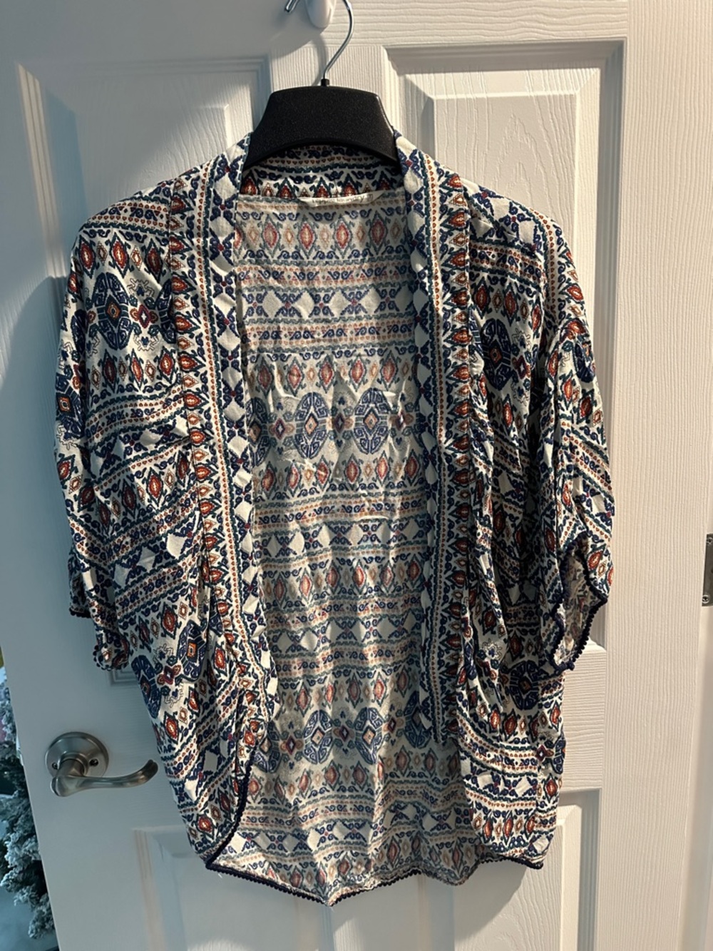 hippie laundry Open-Front Tunic - Navy, Rust & Cream